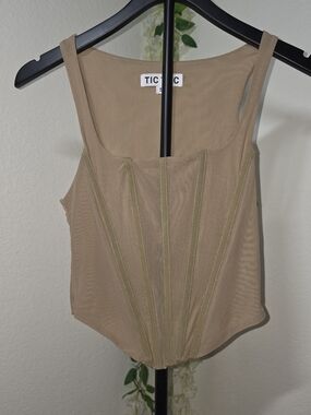 Tic Toc Taupe Boned Corset Cami